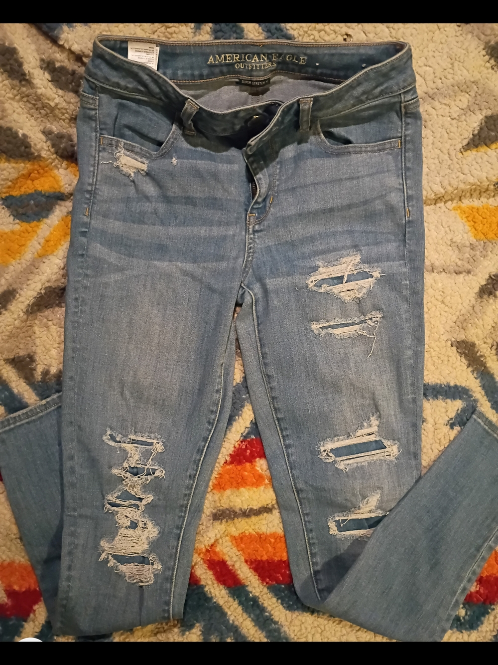 American Eagle Outfitters Women’s Light Blue Ripped Skinny Jeans